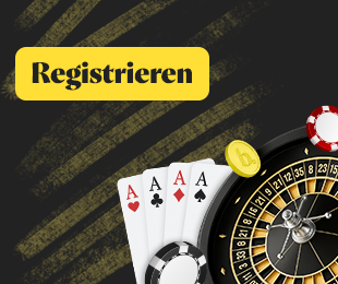 Registrieren Bereich mit Karten Roulette und Chips